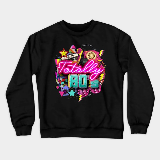 Retro 80's Party Girl Funny Cute Vintage Party Costume Women Crewneck Sweatshirt by Tater's 